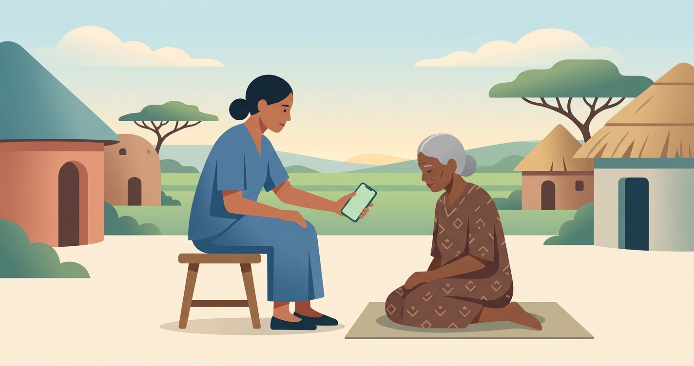 Is it possible for health workers to quickly check vital signs with just a mobile phone in a remote village?